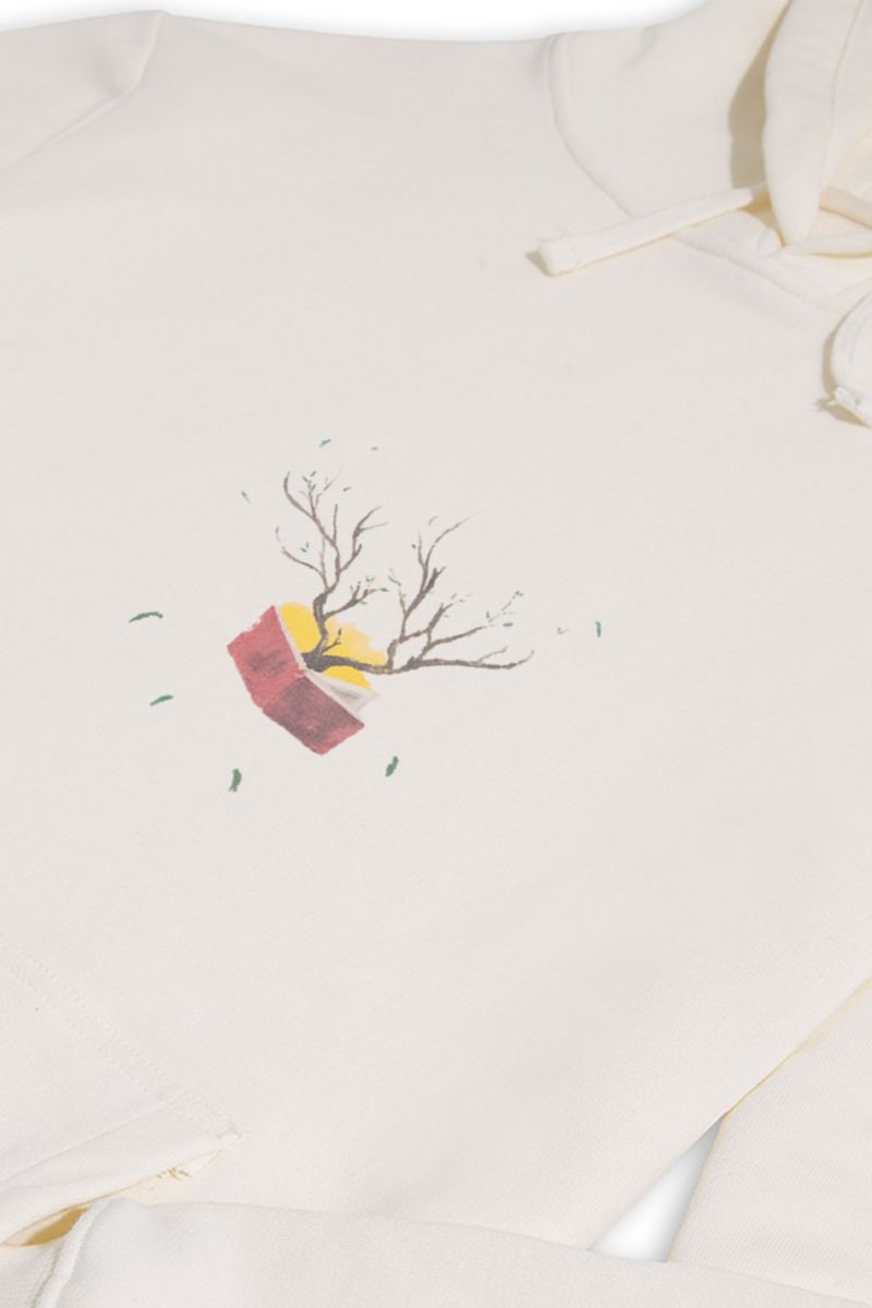 Ecru Premium Cotton Autumn Design Pullover Hoodie