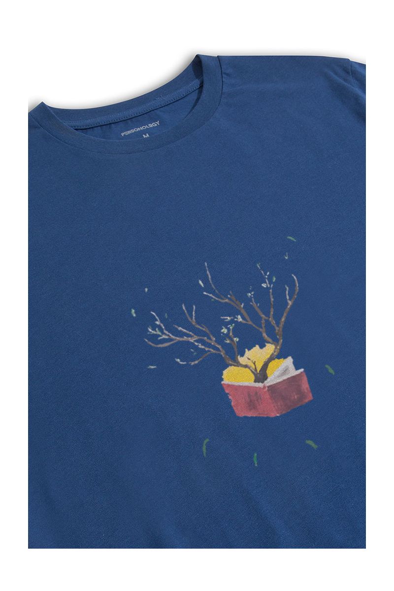 Navy Soft Fabric Autumn Design Short Sleeve Tee