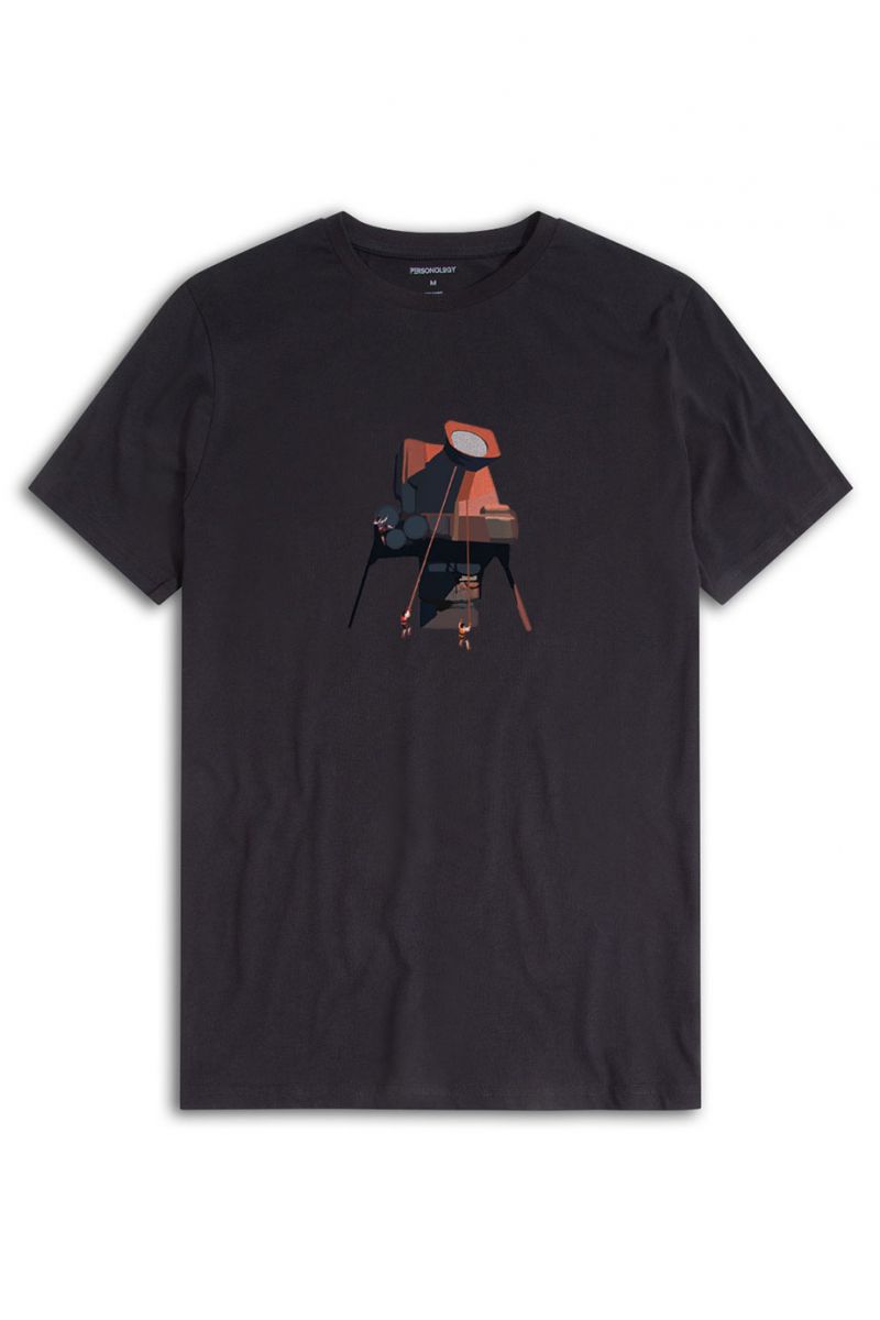 Black Soft Fabric Acro Design Short Sleeve Tee