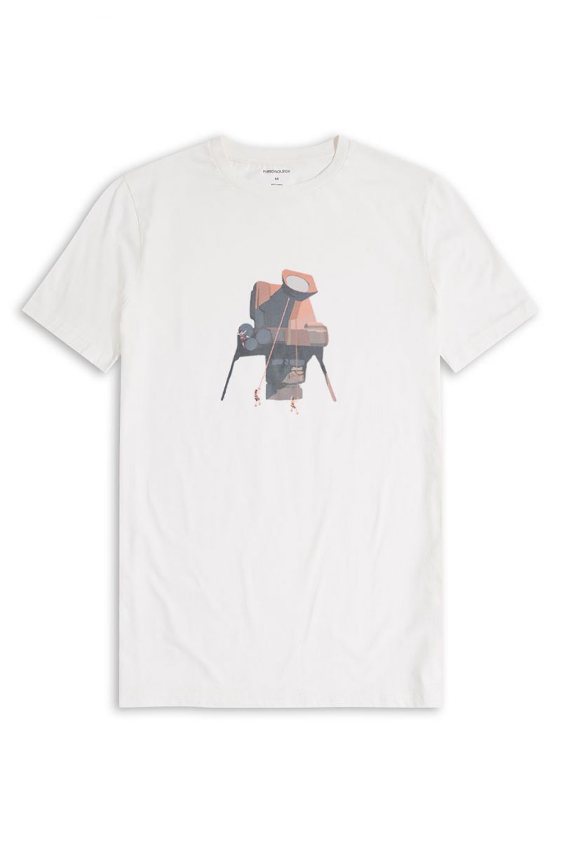 Off White Soft Fabric Acro Design Short Sleeve Tee