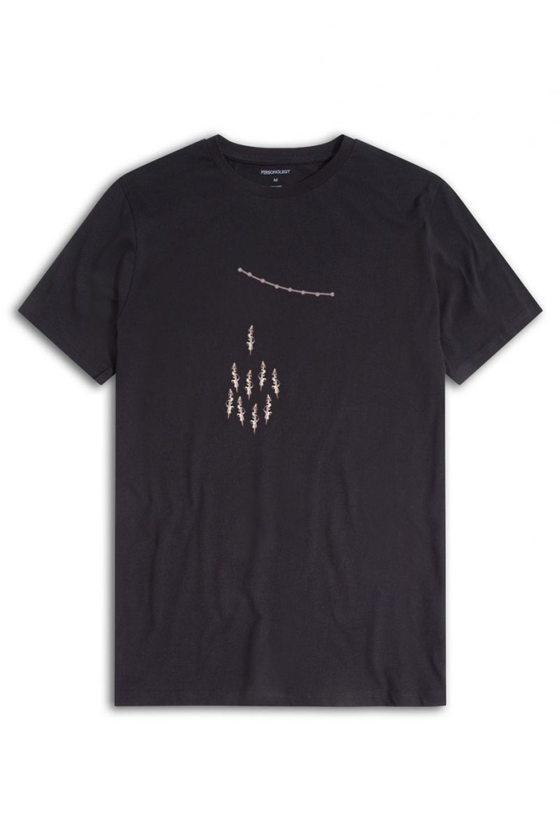 Black Soft Fabric Lead Design Short Sleeve Tee