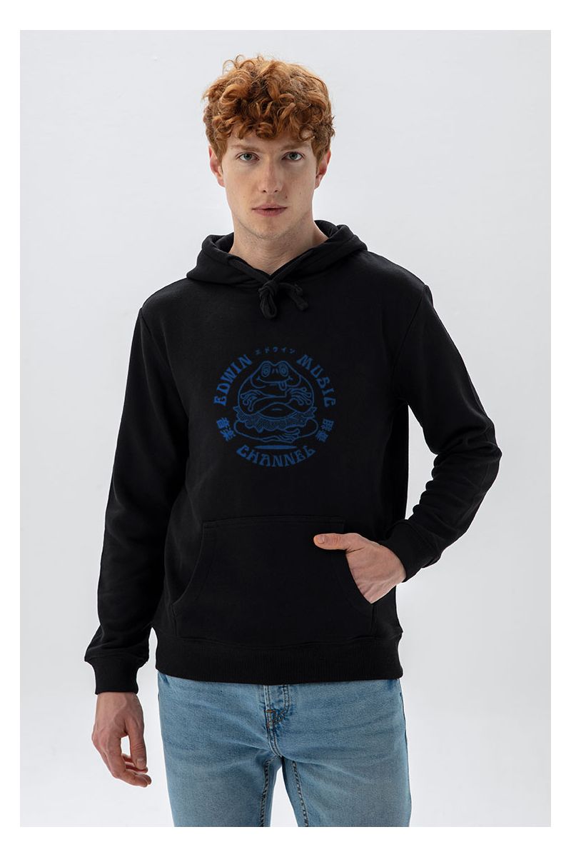Black Premium Cotton Music Channel Design Pullover Hoodie