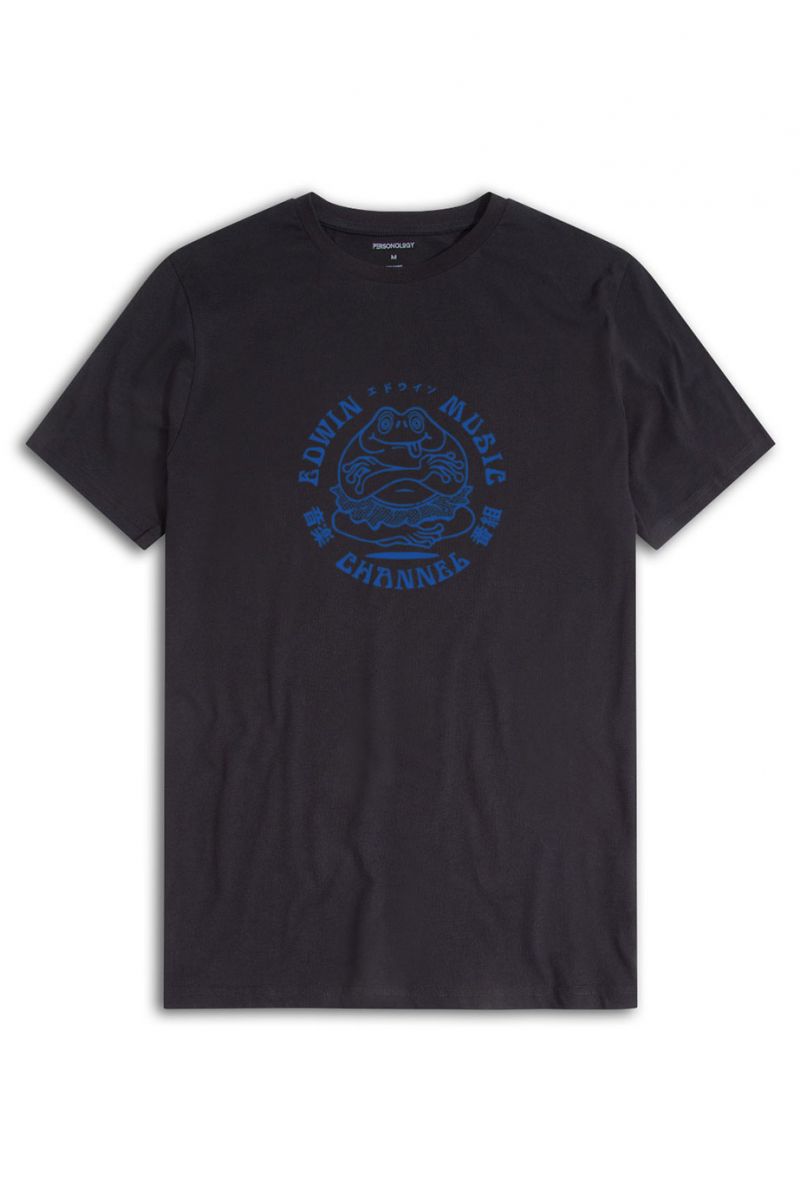 Black Soft Fabric Music Channel Design Short Sleeve Tee