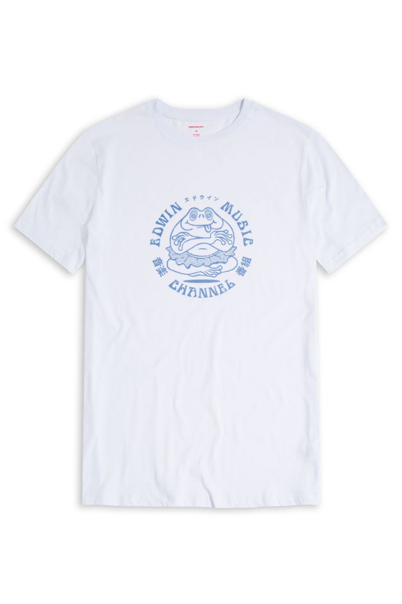 White Soft Fabric Music Channel Design Short Sleeve Tee
