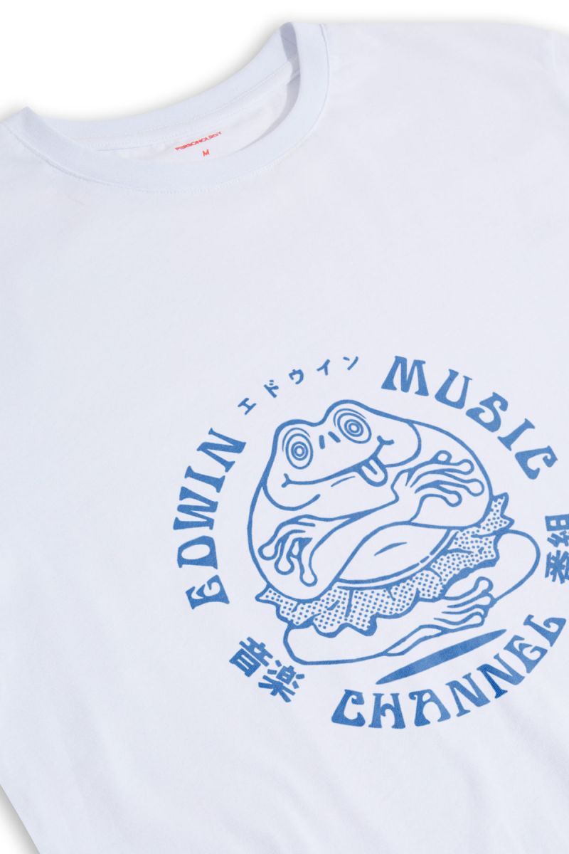 White Soft Fabric Music Channel Design Short Sleeve Tee