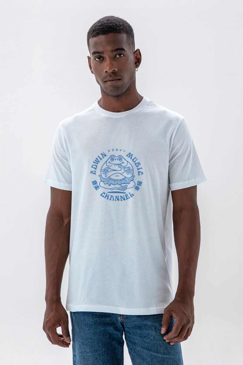 White Soft Fabric Music Channel Design Short Sleeve Tee
