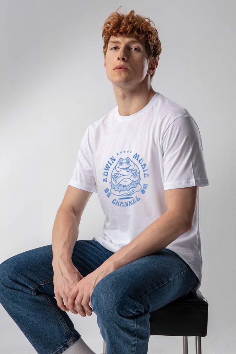 White Soft Fabric Music Channel Design Short Sleeve Tee