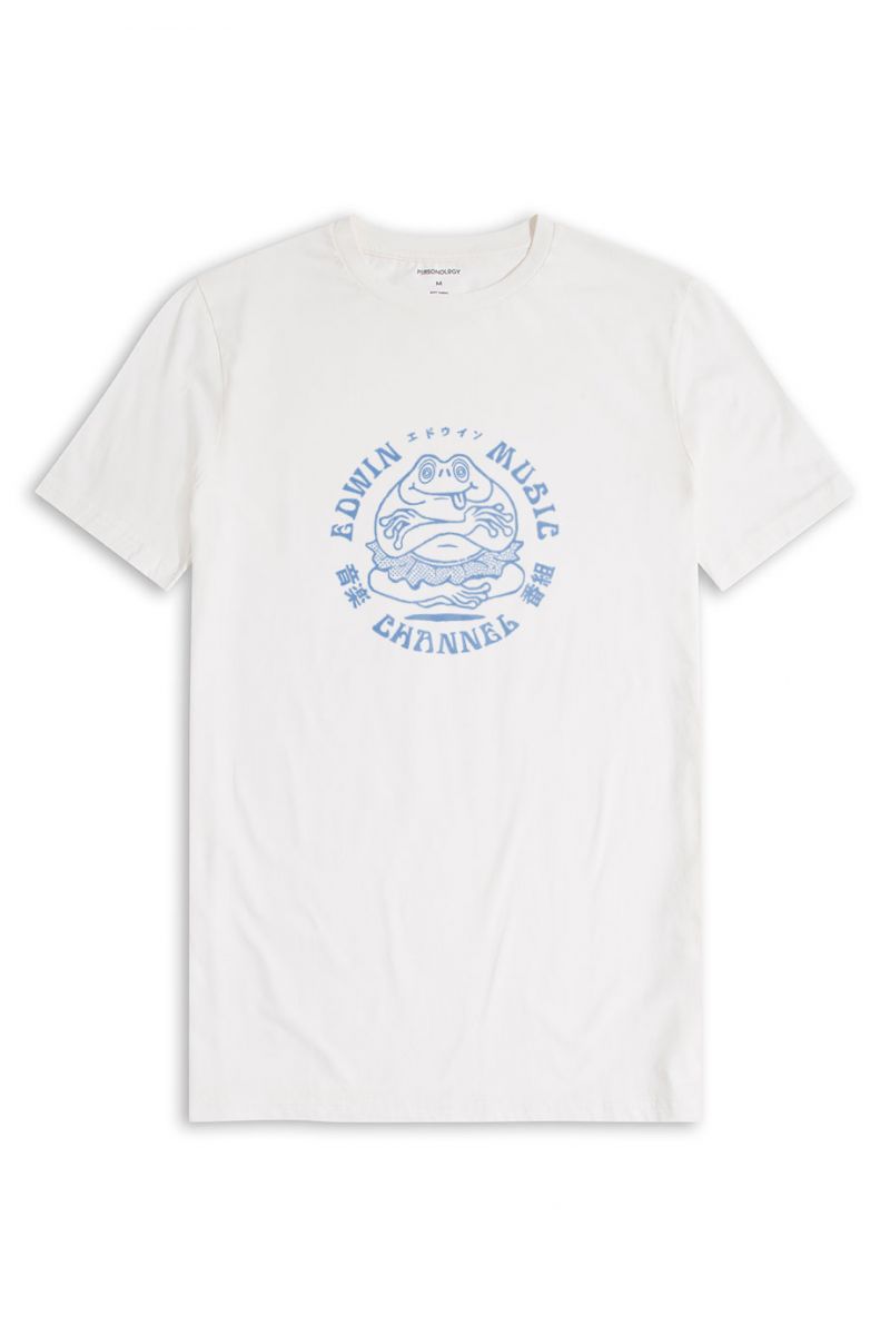 Off White Soft Fabric Music Channel Design Short Sleeve Tee
