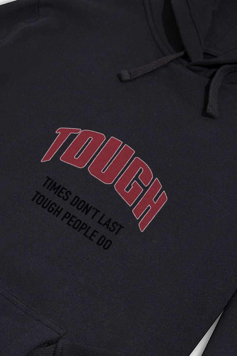 Black Premium Cotton Tough , Times Don't Last Tough People Do Design Pullover Hoodie