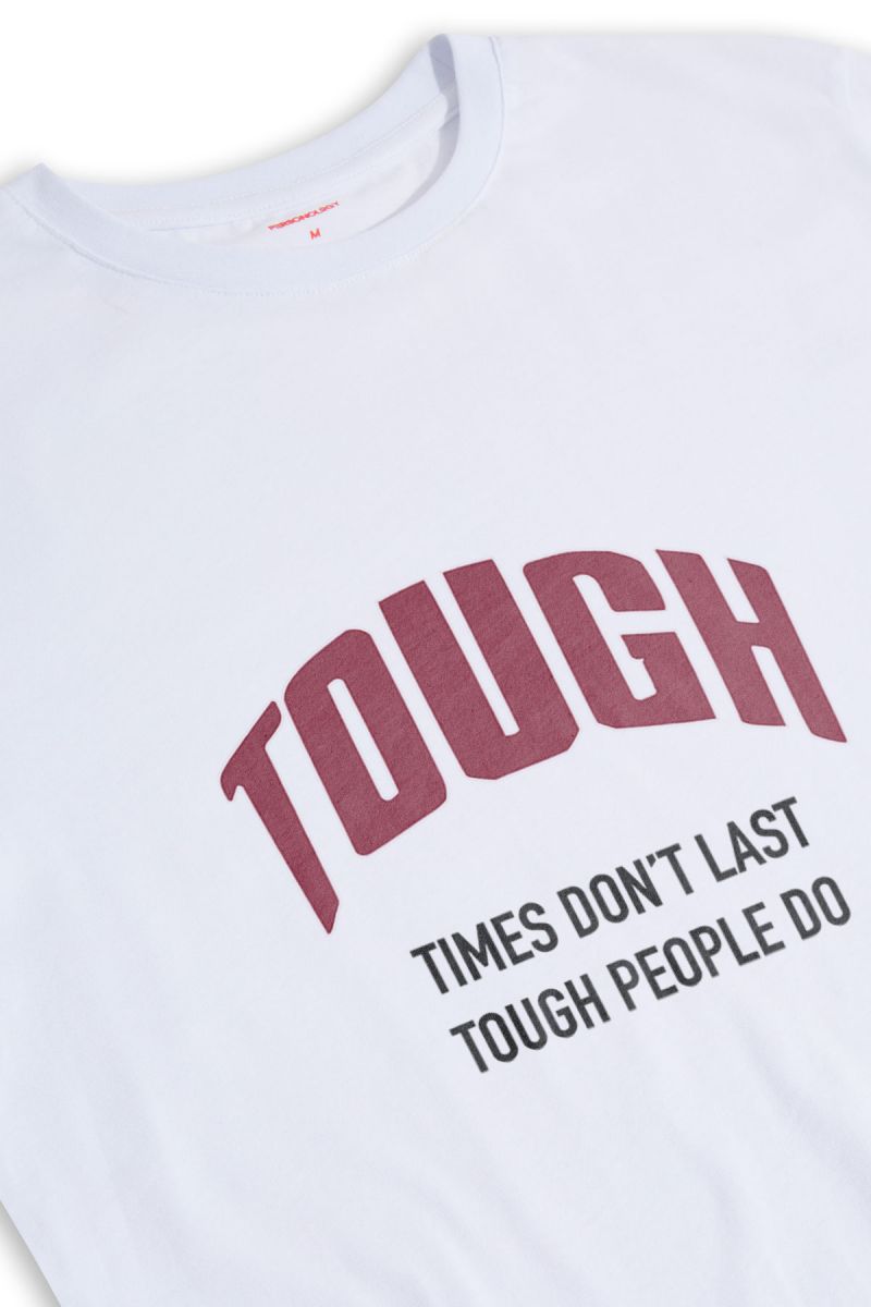 White Soft Fabric Tough , Times Don't Last Tough People Do Design Short Sleeve Tee