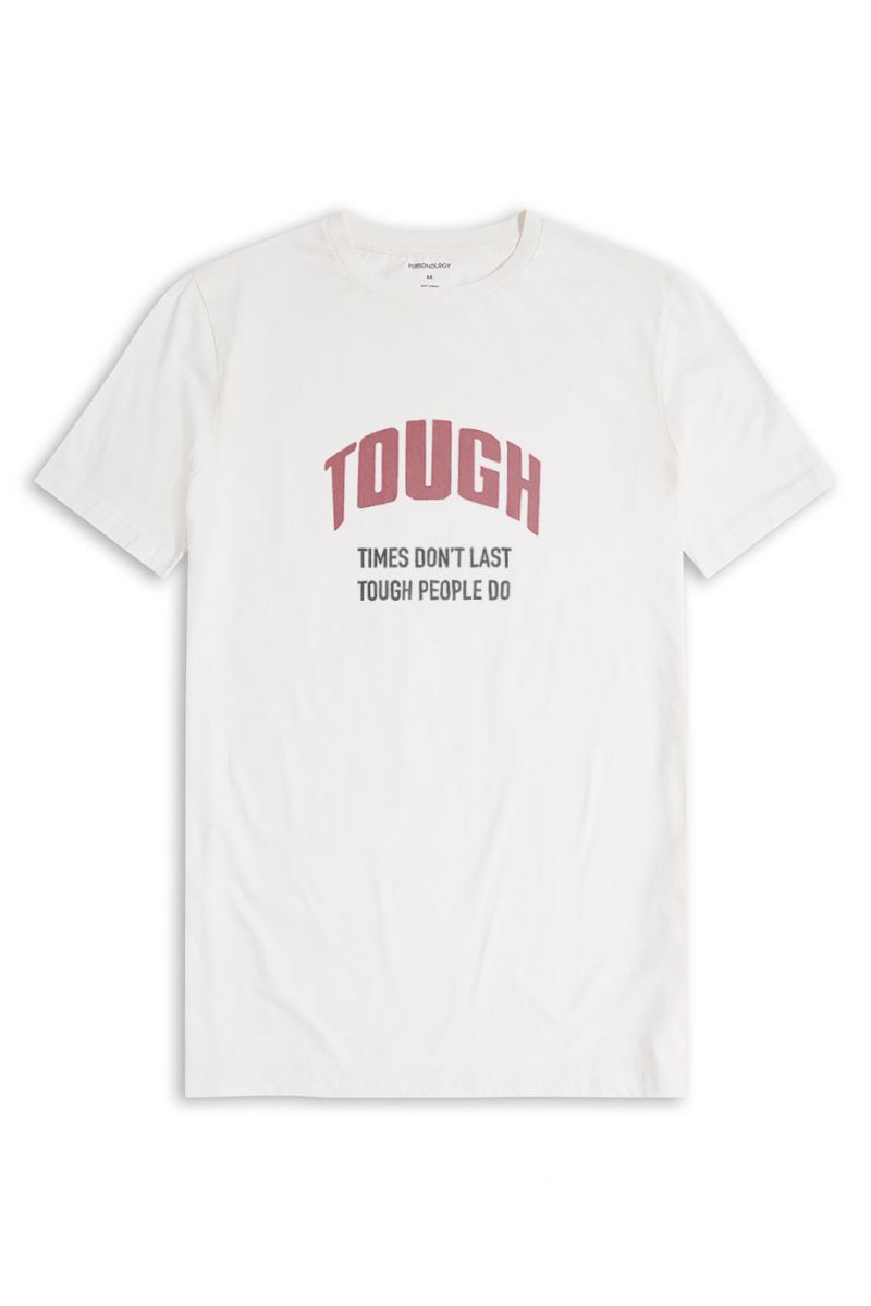 Off White Soft Fabric Tough , Times Don't Last Tough People Do Design Short Sleeve Tee