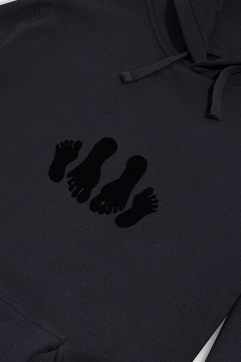 Black Premium Cotton Foots Design Pullover Hoodie