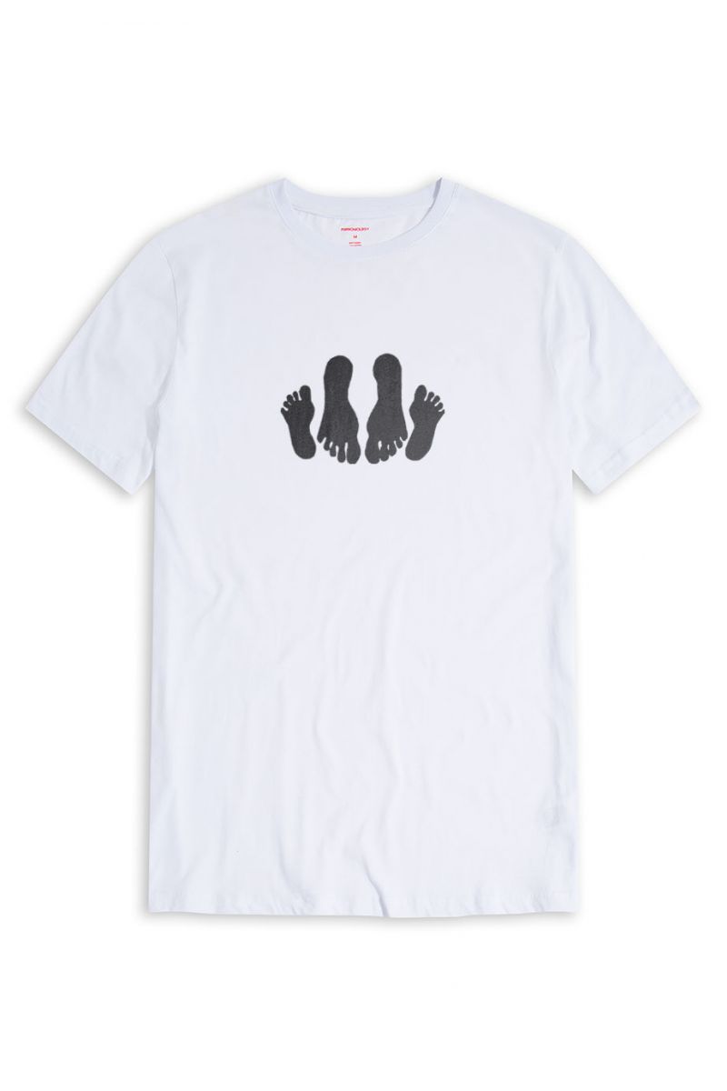 White Soft Fabric Foots Design Short Sleeve Tee