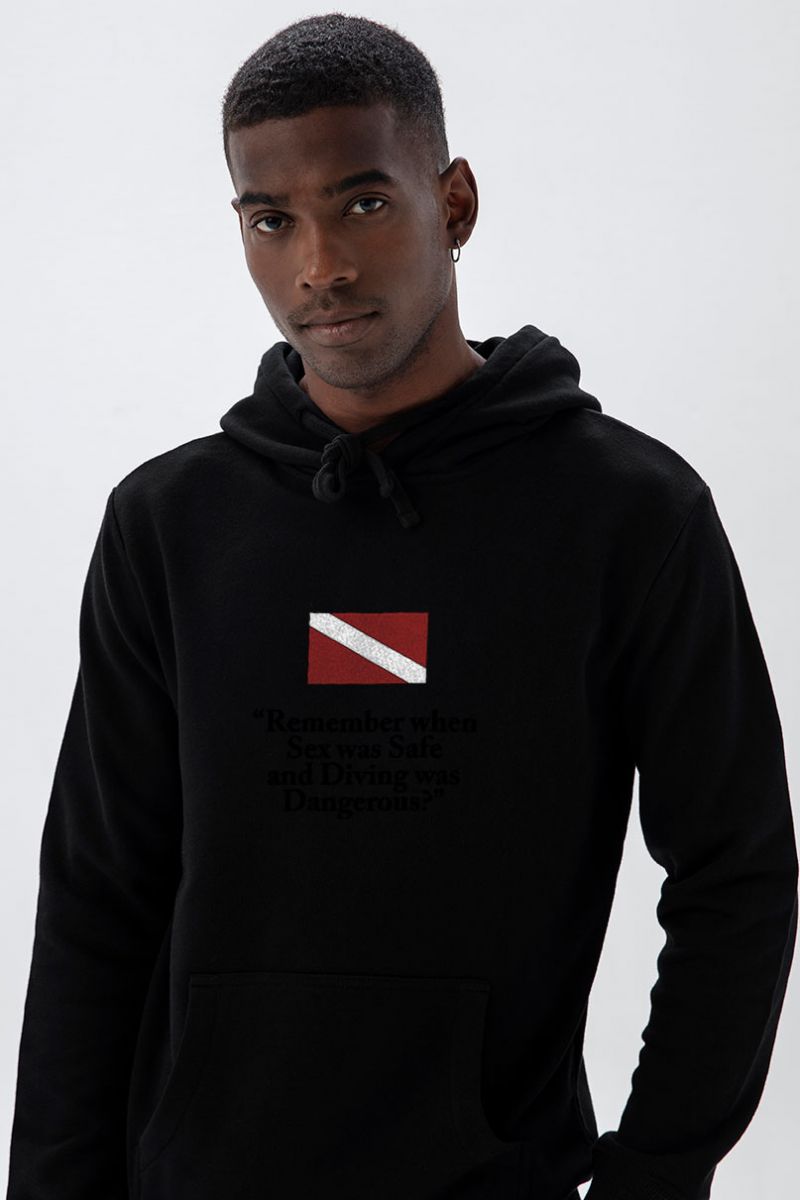 Black Premium Cotton Sex was Safe Design Pullover Hoodie