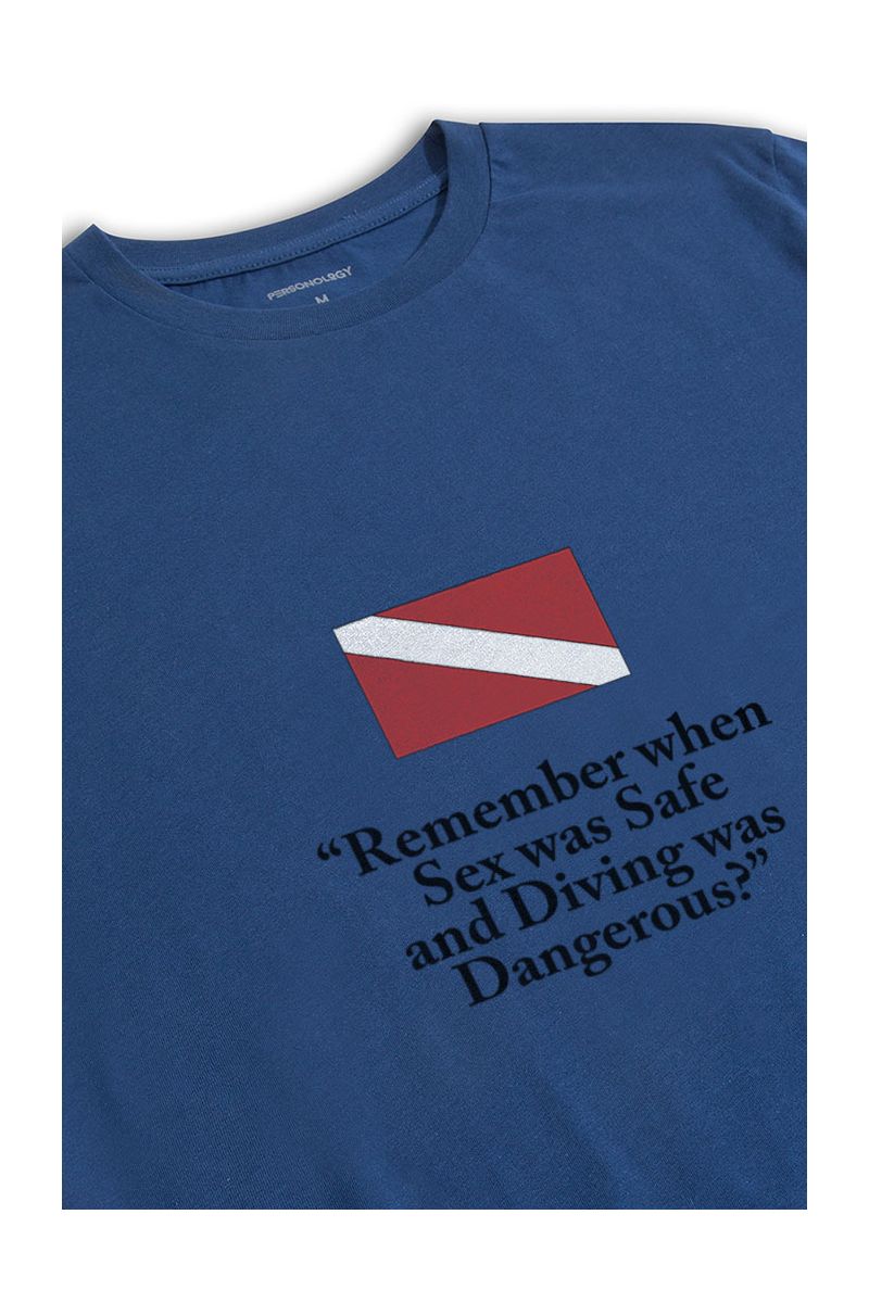 Navy Soft Fabric Sex was Safe Design Short Sleeve Tee