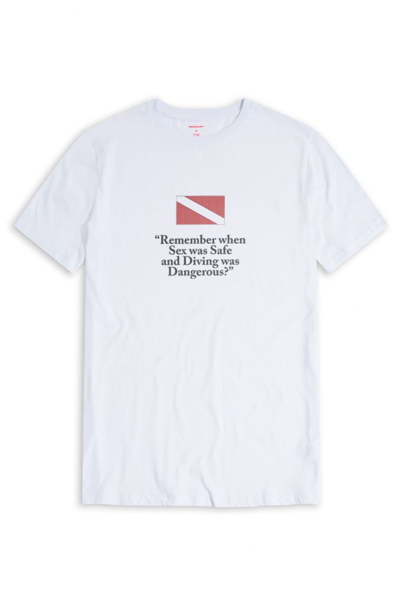 White Soft Fabric Sex was Safe Design Short Sleeve Tee