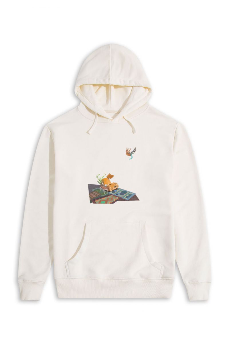 Ecru Premium Cotton Woolgather Design Pullover Hoodie