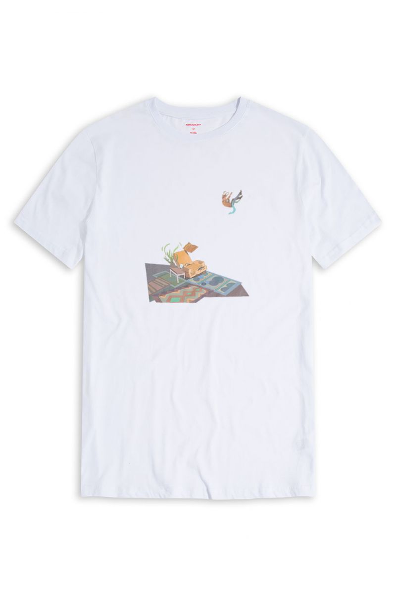 White Soft Fabric Woolgather Design Short Sleeve Tee