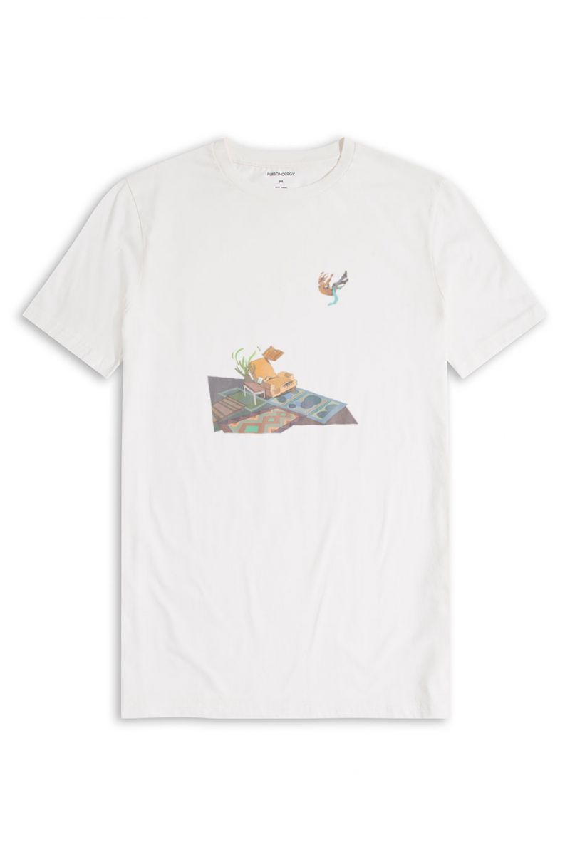 Off White Soft Fabric Woolgather Design Short Sleeve Tee