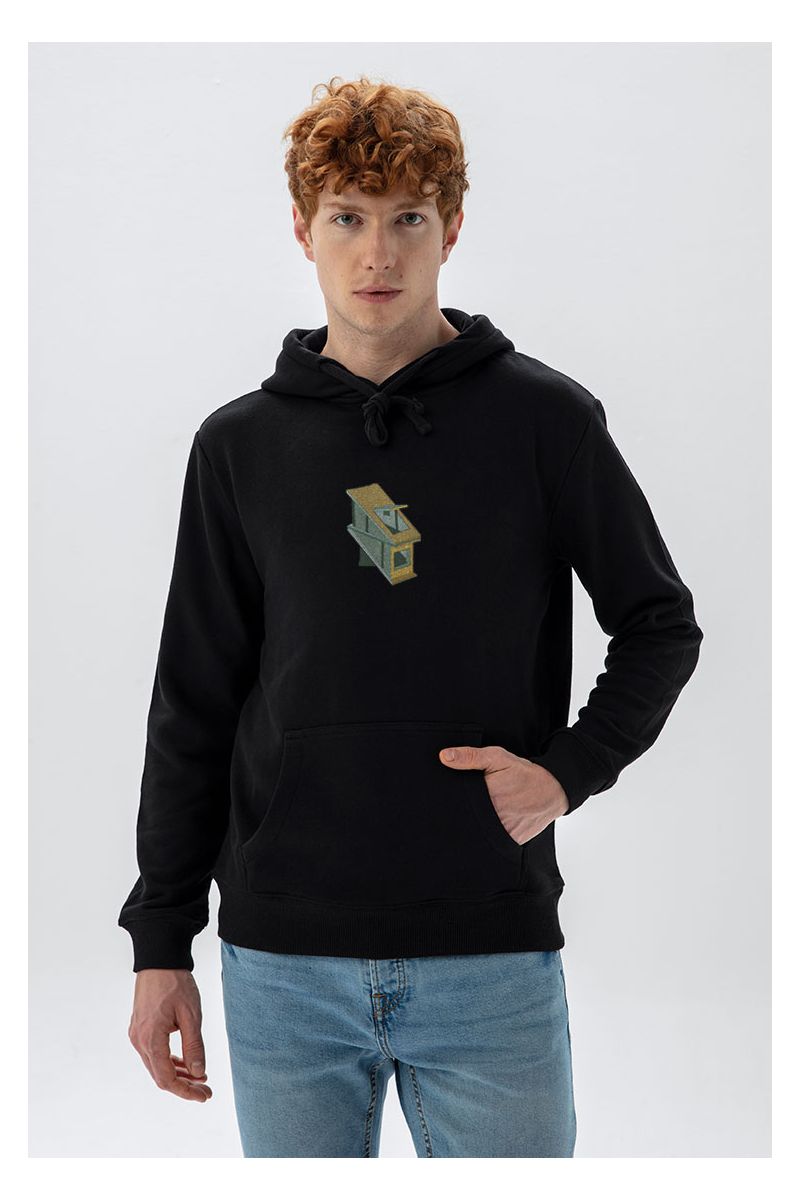 Black Premium Cotton The Sky Design Pullover Hoodie