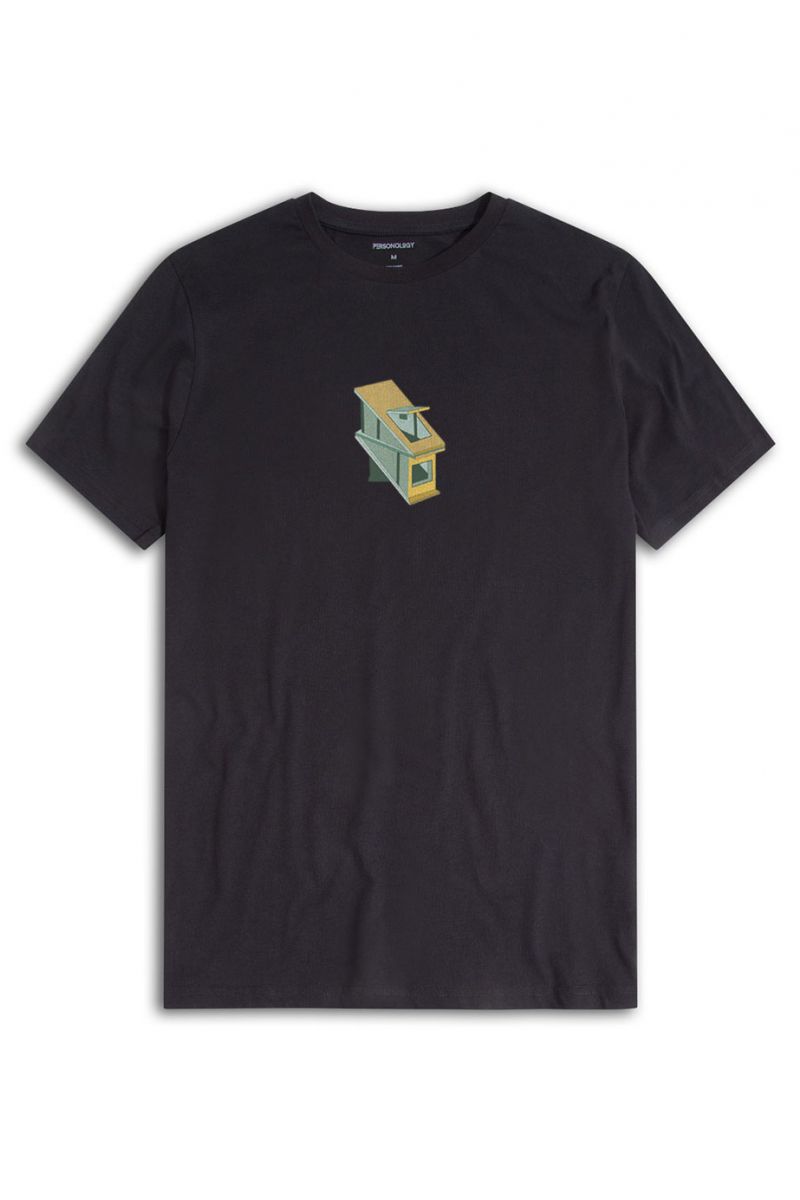 Black Soft Fabric The Sky Design Short Sleeve Tee