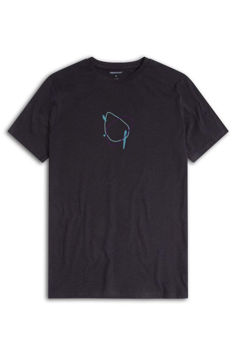Black Soft Fabric Ravera Design Short Sleeve Tee