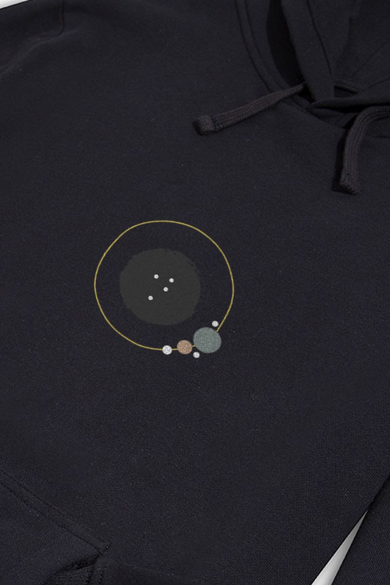 Black Premium Cotton Galaxy / Black Hole Design Pullover Hoodie