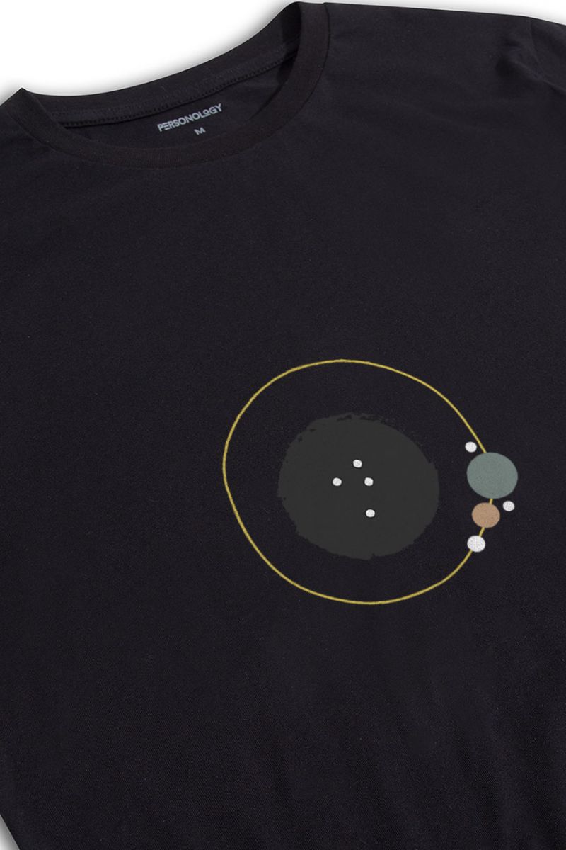 Black Soft Fabric Galaxy / Black Hole Design Short Sleeve Tee