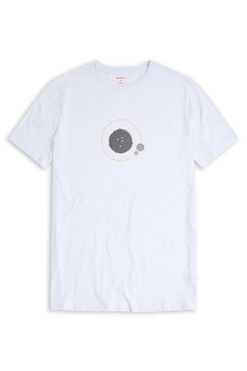White Soft Fabric Galaxy / Black Hole Design Short Sleeve Tee