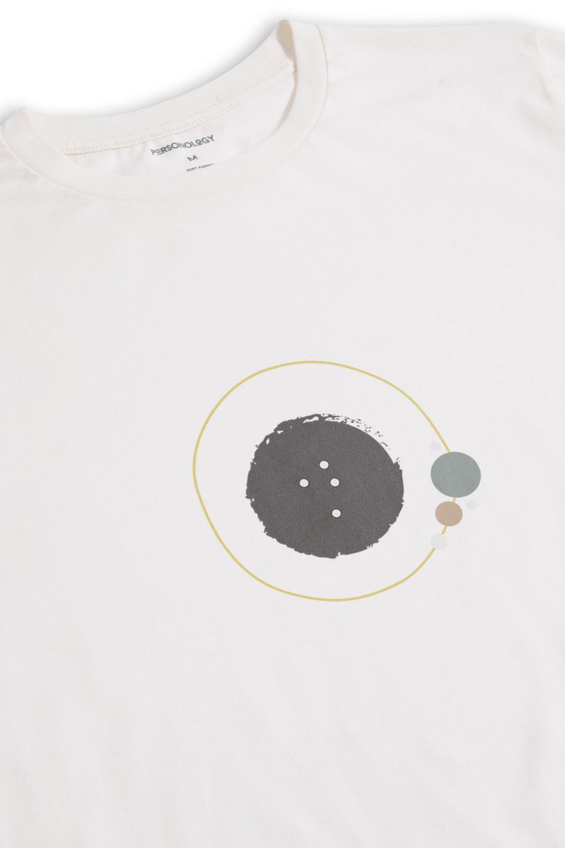 Off White Soft Fabric Galaxy / Black Hole Design Short Sleeve Tee