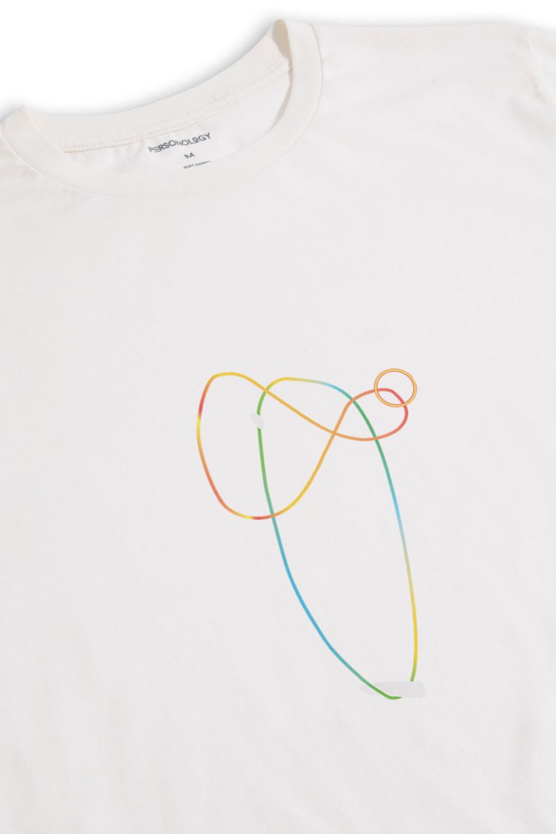 Off White Soft Fabric Plabo Design Short Sleeve Tee