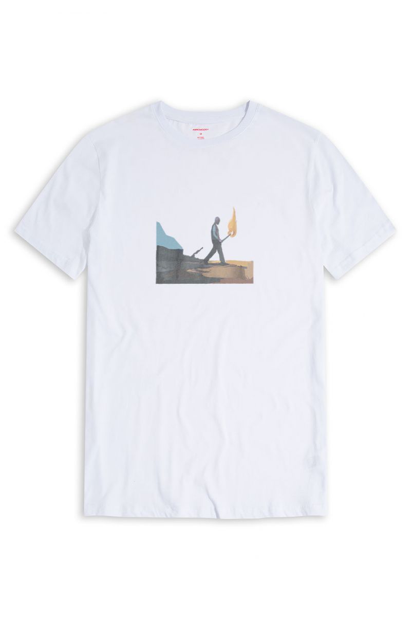 White Soft Fabric Torcher Design Short Sleeve Tee