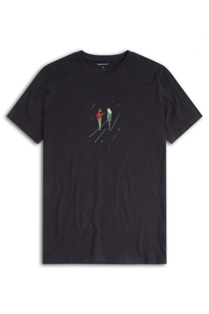 Black Soft Fabric Obitus Design Short Sleeve Tee