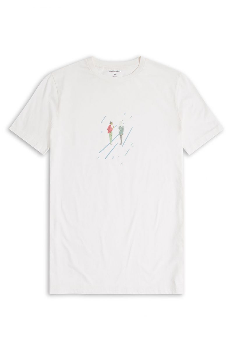Off White Soft Fabric Obitus Design Short Sleeve Tee
