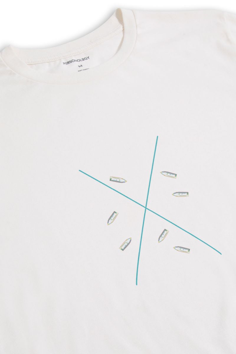 Off White Soft Fabric Lucka Design Short Sleeve Tee