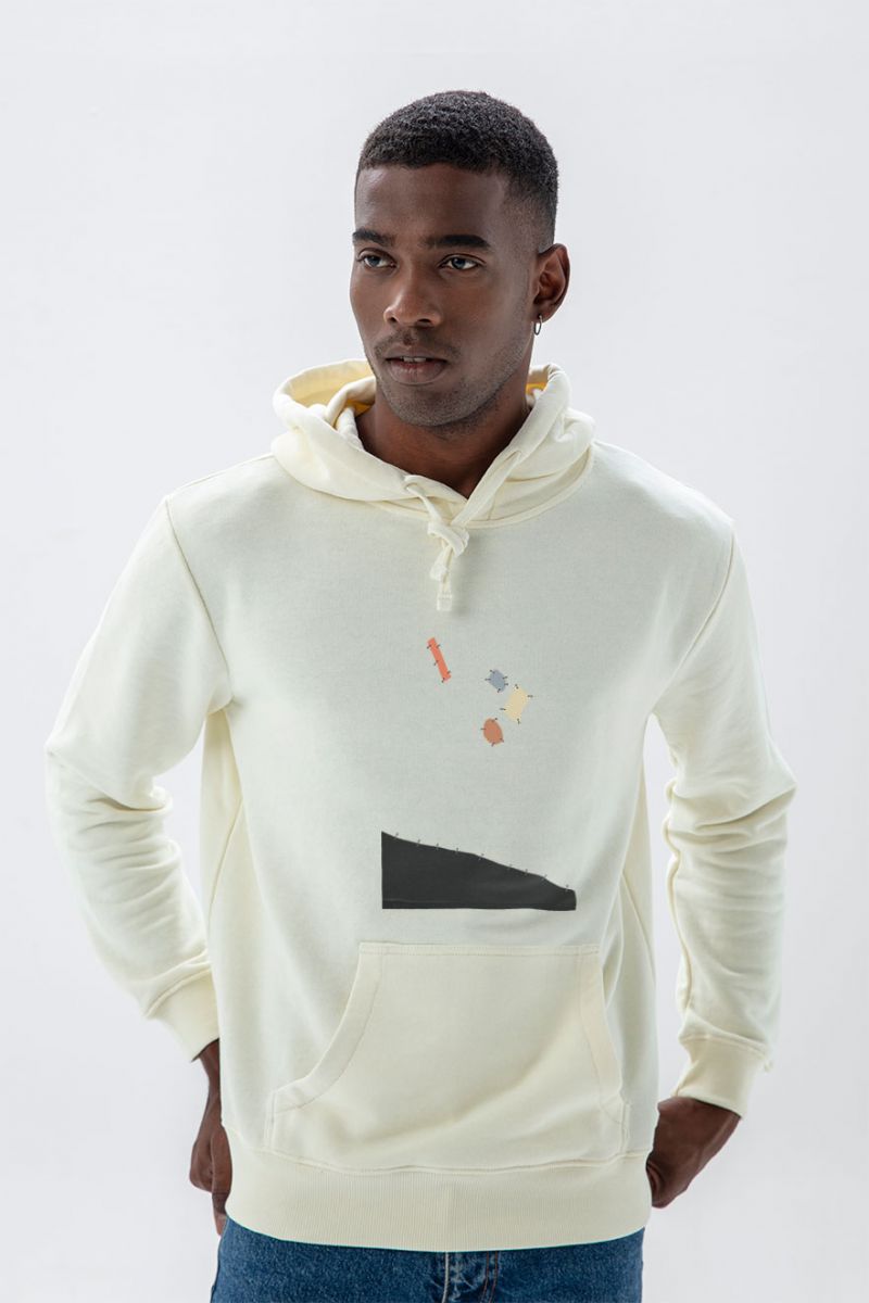 Ecru Premium Cotton Lepenca Design Pullover Hoodie