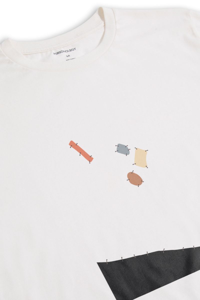 Off White Soft Fabric Lepenca Design Short Sleeve Tee
