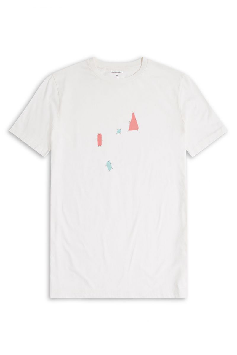 Off White Soft Fabric Naplast Design Short Sleeve Tee