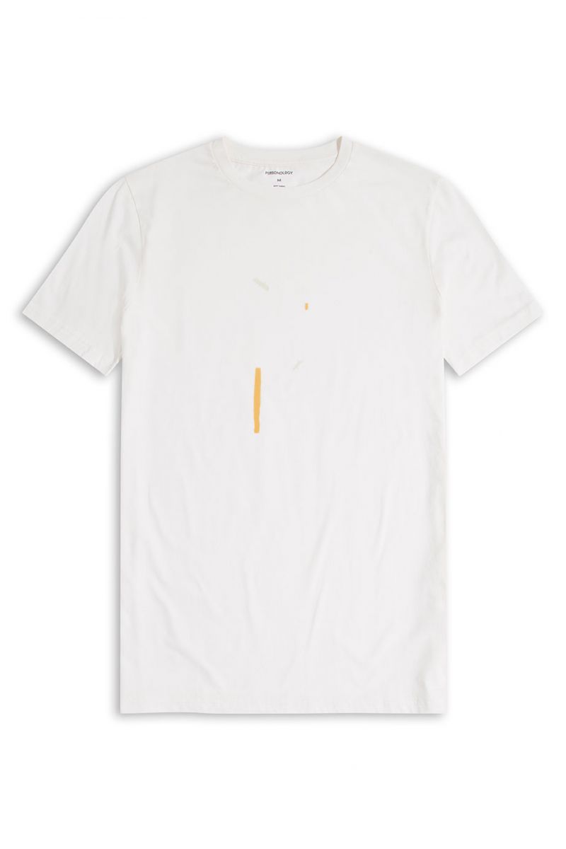 Off White Soft Fabric Peca Design Short Sleeve Tee