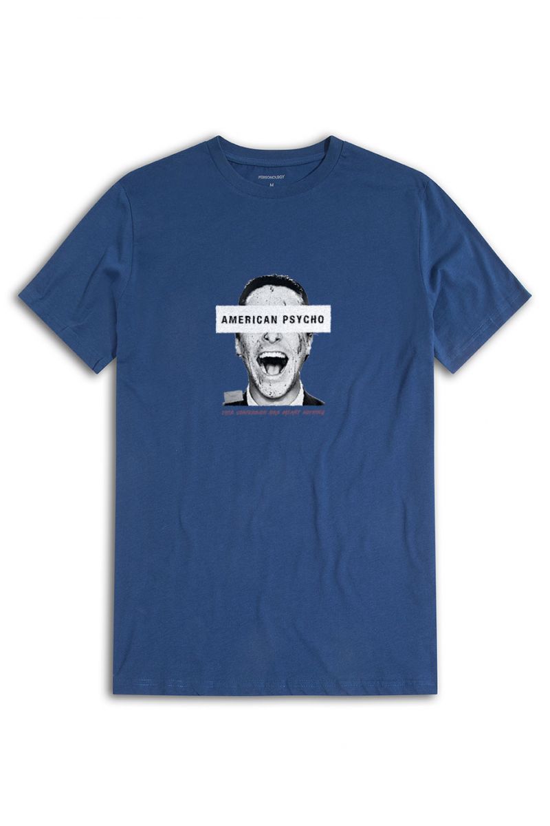 Navy Soft Fabric American Psycho Design Short Sleeve Tee