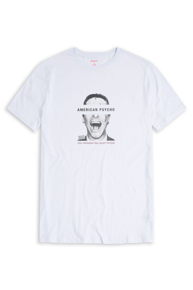 White Soft Fabric American Psycho Design Short Sleeve Tee