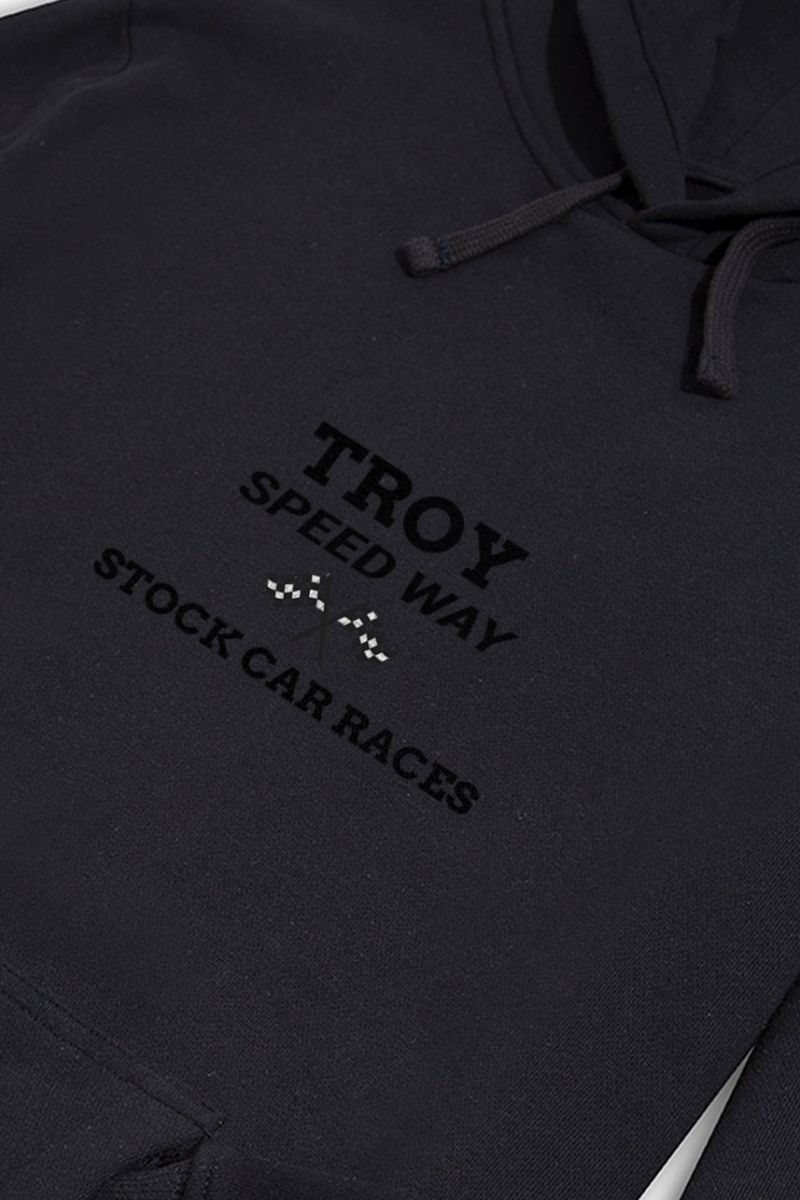 Black Premium Cotton Troy Speedway Design Pullover Hoodie