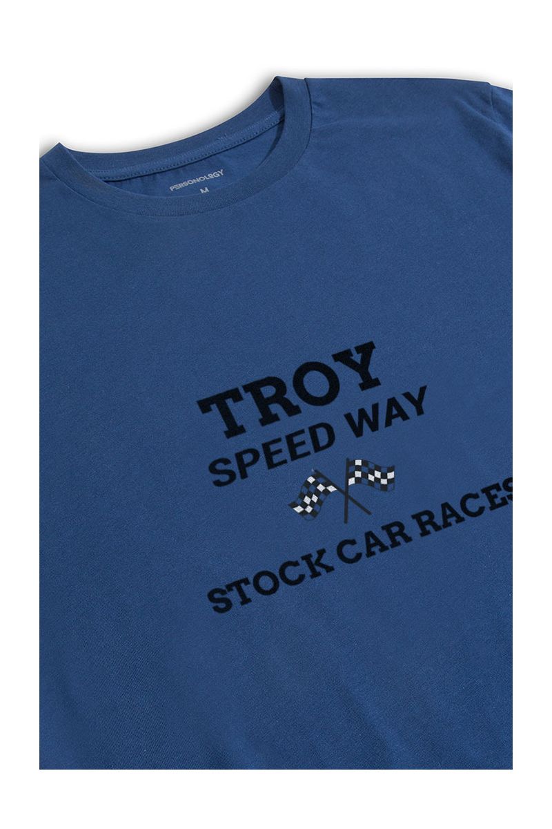 Navy Soft Fabric Troy Speedway Design Short Sleeve Tee