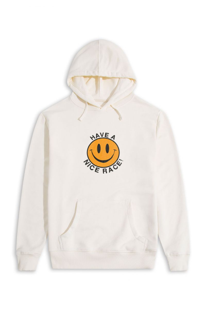 Ecru Premium Cotton Have a Nice Race Design Pullover Hoodie