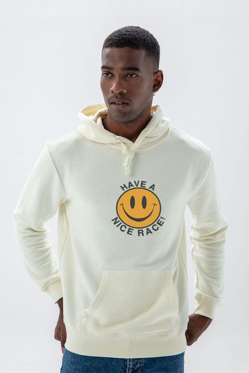 Ecru Premium Cotton Have a Nice Race Design Pullover Hoodie