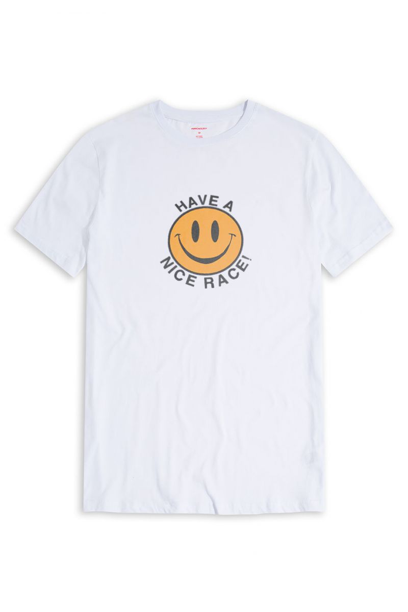 White Soft Fabric Have a Nice Race Design Short Sleeve Tee