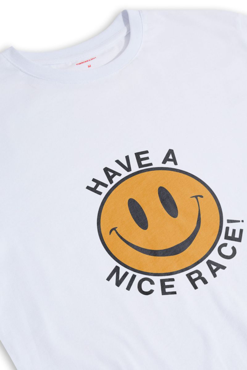 White Soft Fabric Have a Nice Race Design Short Sleeve Tee