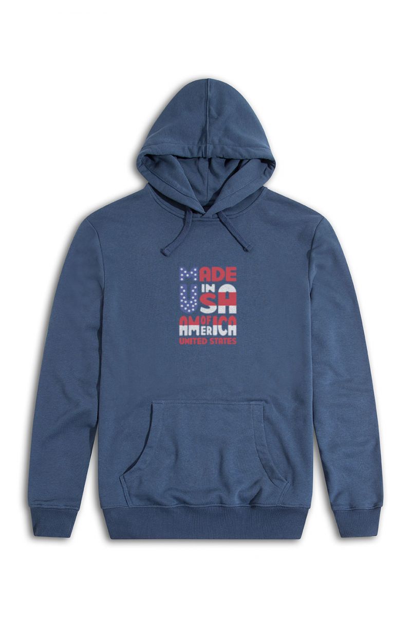 Navy Premium Cotton Made in USA Design Pullover Hoodie