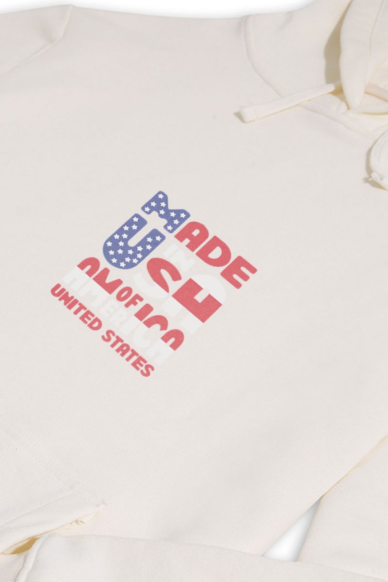 Ecru Premium Cotton Made in USA Design Pullover Hoodie