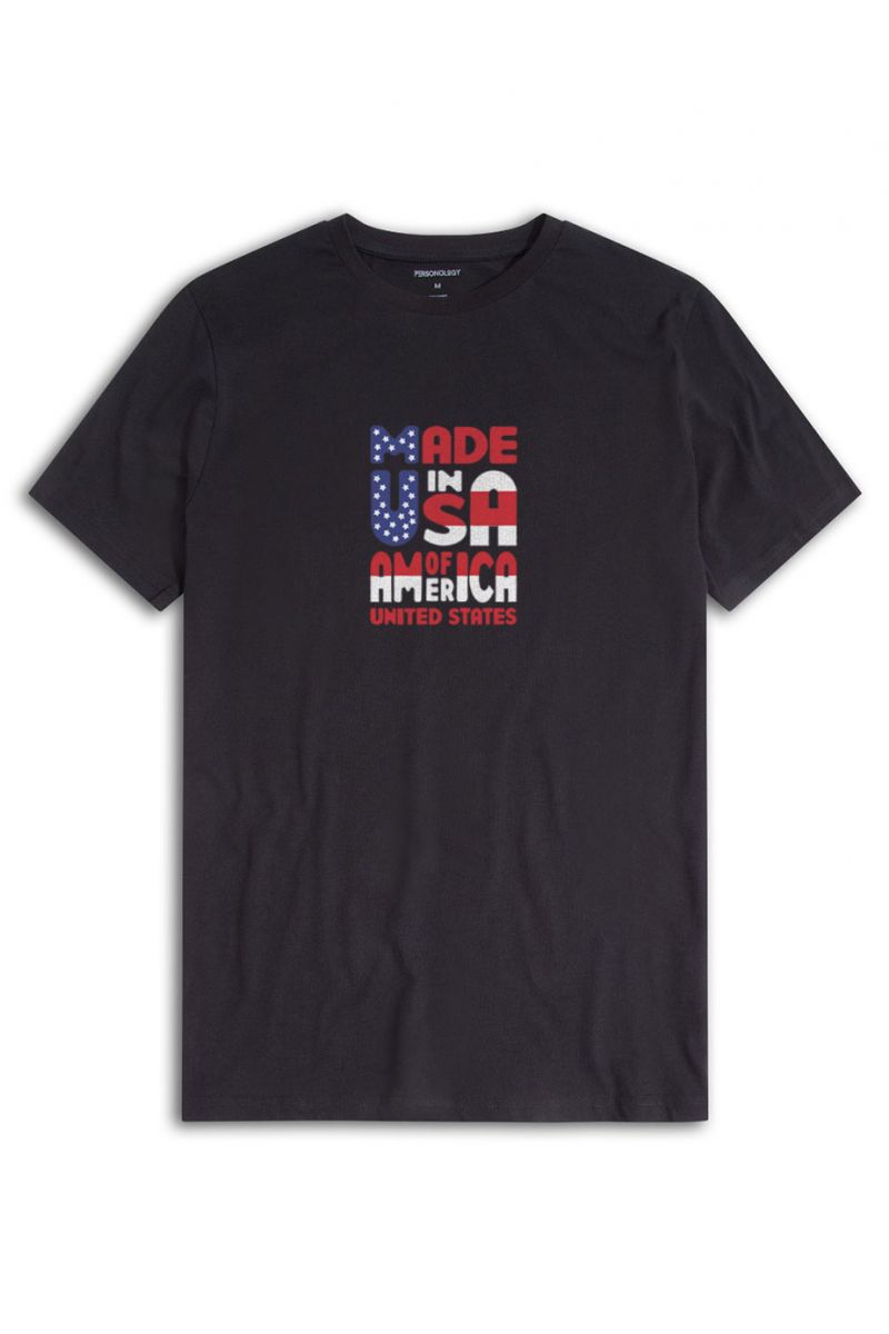 Black Soft Fabric Made in USA Design Short Sleeve Tee